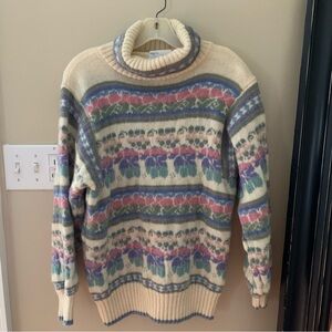 Vintage Deans Of Scotland Shetland Wool Sweater Fair Isle Size L Preppy Handbook